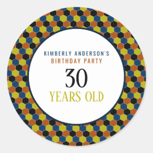 Bright Geometric Pattern, Modern Birthday Party Classic Round Sticker