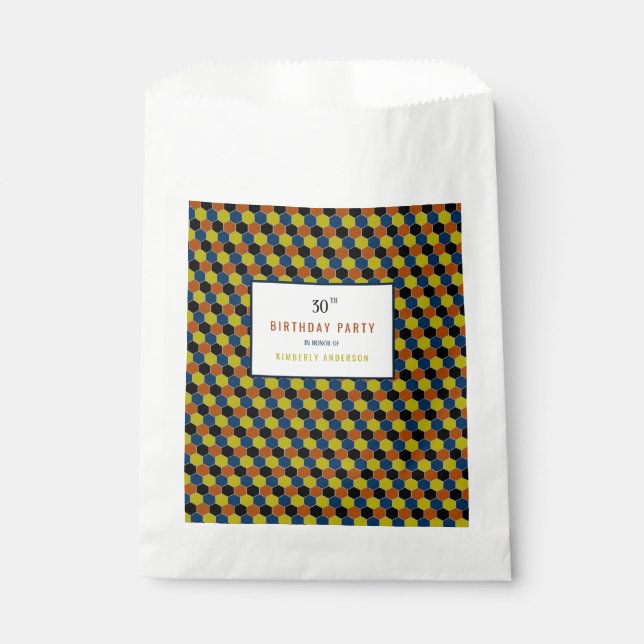 Bright Geometric Pattern, Modern Birthday Party Favor Bag (Front)