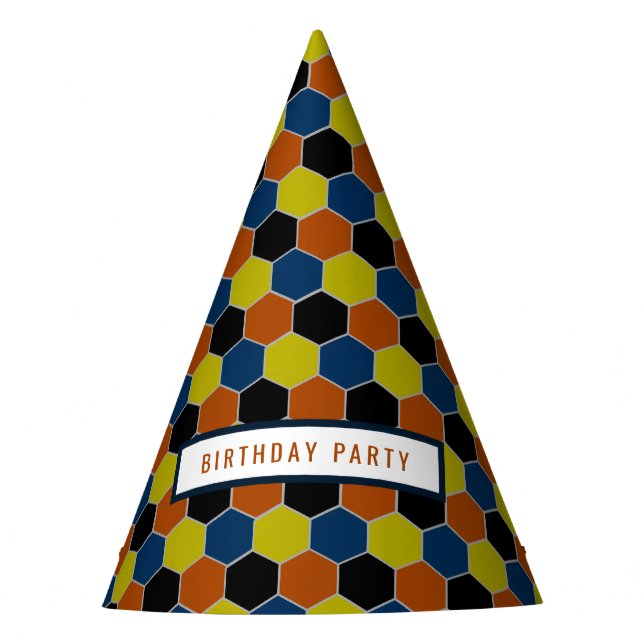 Bright Geometric Pattern, Modern Birthday Party Hat (Front)