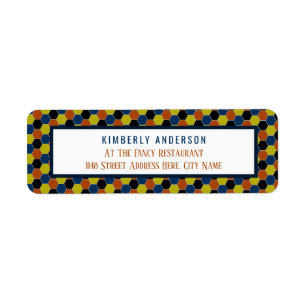 Bright Geometric Pattern, Modern Birthday Party Label
