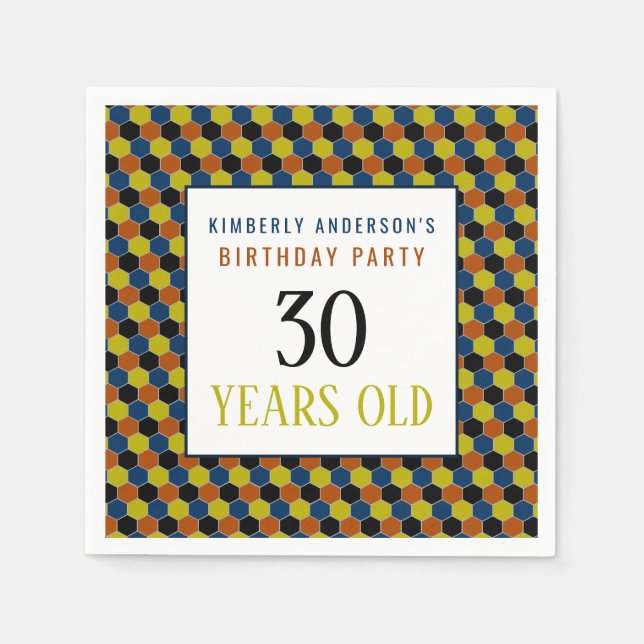 Bright Geometric Pattern, Modern Birthday Party Napkins (Front)