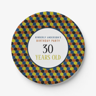 Bright Geometric Pattern, Modern Birthday Party Paper Plates