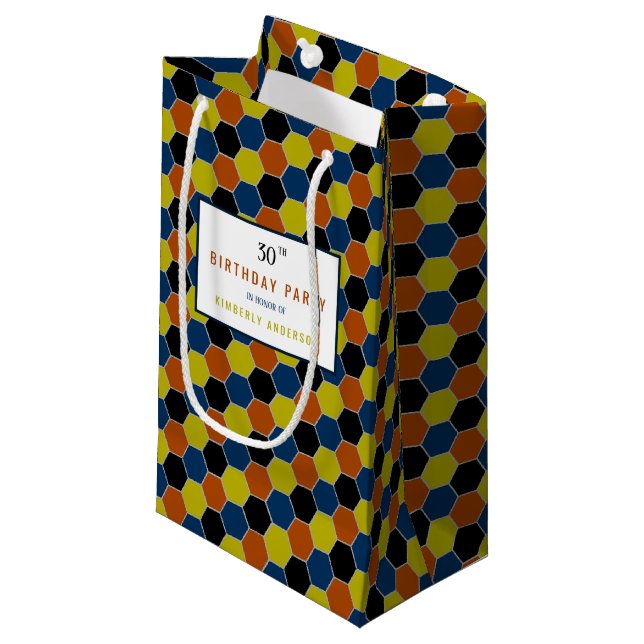 Bright Geometric Pattern, Modern Birthday Party Small Gift Bag (Front Angled)