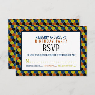 Bright Geometric Pattern, Modern Birthday RSVP Invitation