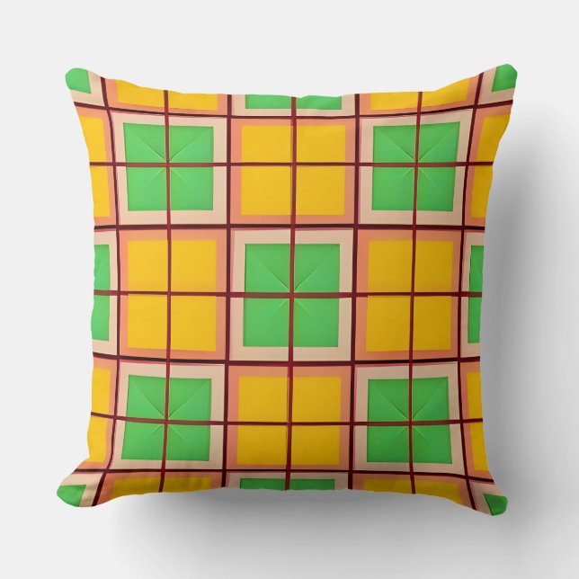 Bright Geometric Pattern with Symmetrical Shapes Throw Pillow (Front)