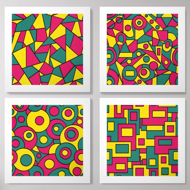 Bright Geometric Patterns Acrylic Photo Tile (Front Set)