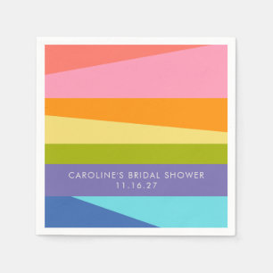 Bright Geometric Rainbow Custom Bridal Shower Napkins