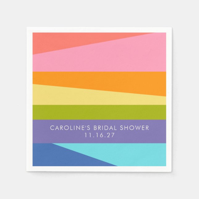 Bright Geometric Rainbow Custom Bridal Shower Napkins (Front)