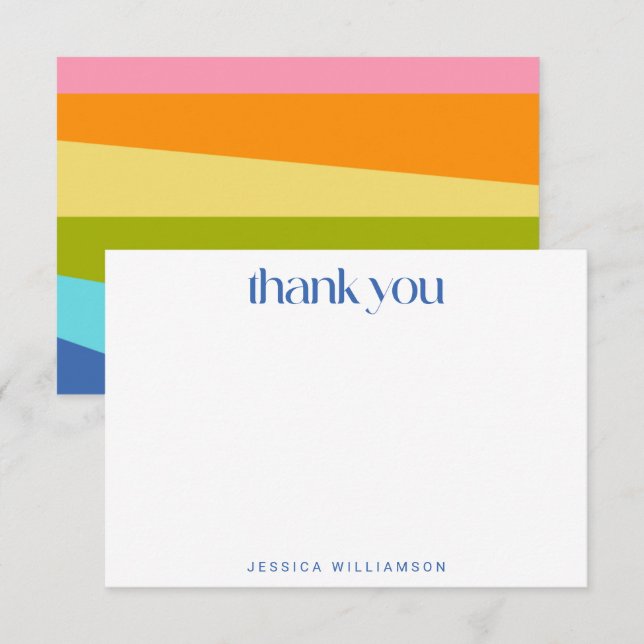Bright Geometric Rainbow Custom Bridal Shower Thank You Card (Front/Back)
