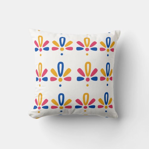 Bright Geometric Red Blue Golden Yellow Throw Pillow