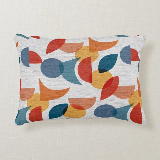 Bright Geometric Retro Abstract Accent Pillow (Front)