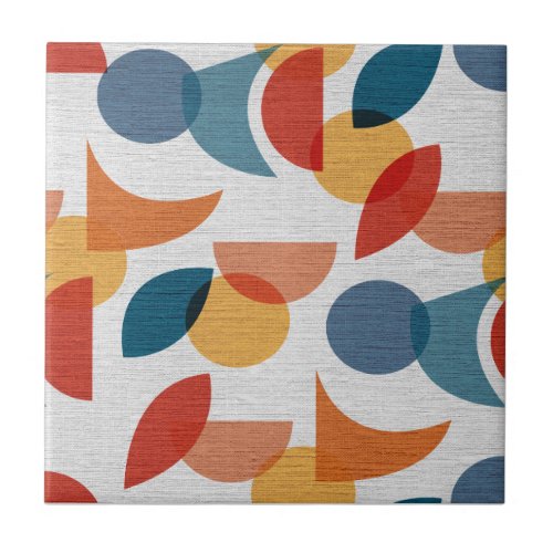 Bright Geometric Retro Abstract Ceramic Tile