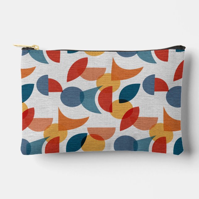Bright Geometric Retro Abstract Midcentury Modern Accessory Pouch (Front)