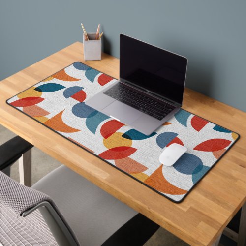 Bright Geometric Retro Abstract Midcentury Modern Desk Mat