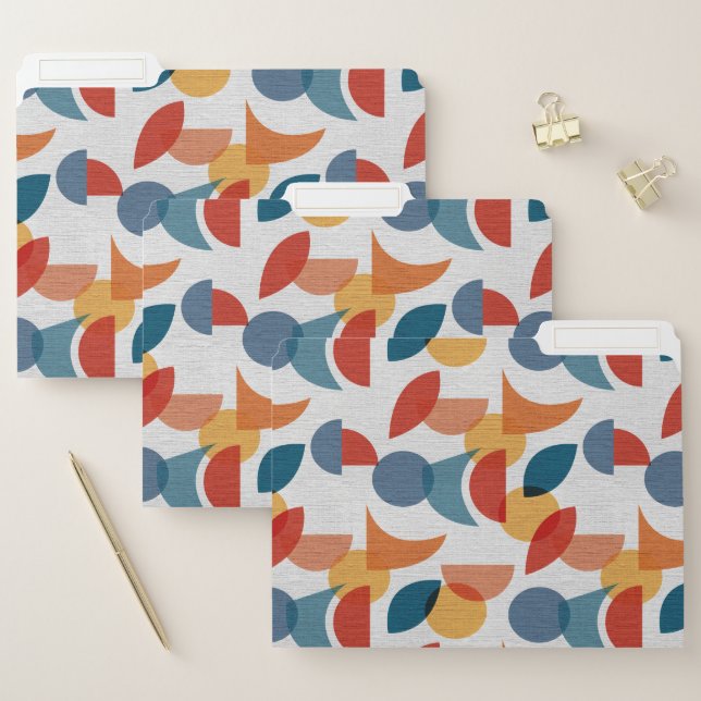 Bright Geometric Retro Abstract Midcentury Modern File Folder (Set)