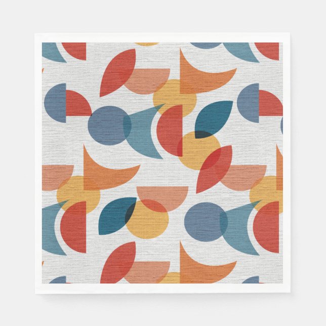Bright Geometric Retro Abstract Midcentury Modern Napkins (Front)