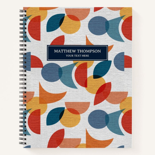 Bright Geometric Retro Abstract Midcentury Modern Notebook (Front)