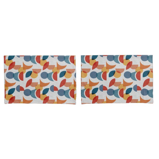 Bright Geometric Retro Abstract Midcentury Modern Pillow Case (Front-Set)