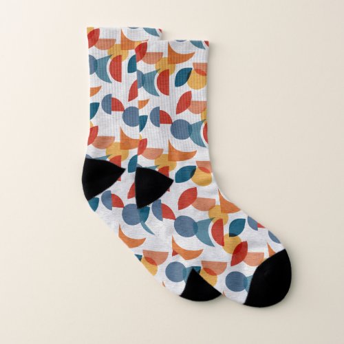 Bright Geometric Retro Abstract Midcentury Modern Socks