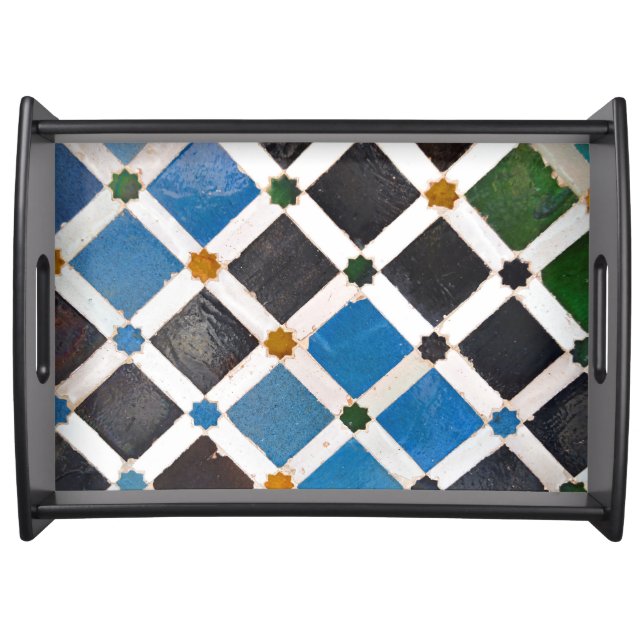 Bright Geometric Squares and Stars Tray (Front)