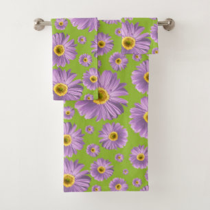 Bright Gerbera Daisy Pattern Bath Towel Set