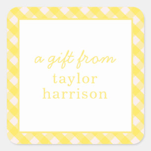 Bright Gingham Personalized Gift Stickers