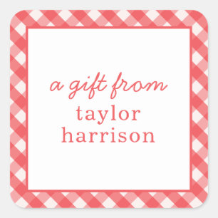 Bright Gingham Personalized Gift Stickers