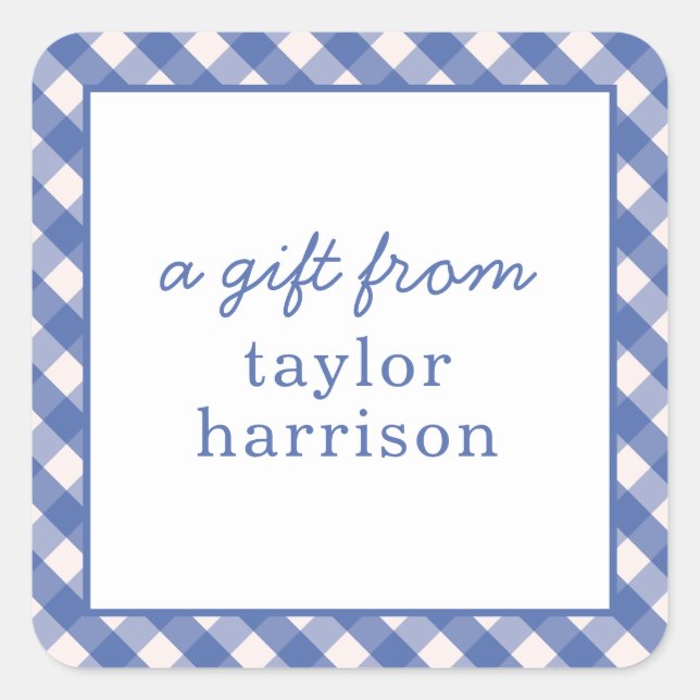 Bright Gingham Personalized Gift Stickers (Front)