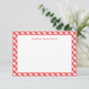 Bright Gingham Personalized Note Cards