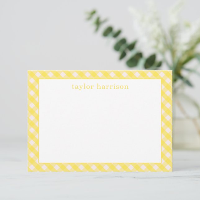 Bright Gingham Personalized Note Cards (Standing Front)