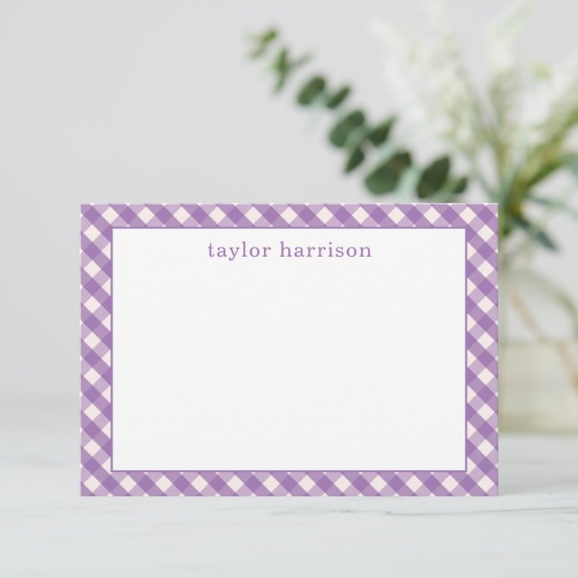 Bright Gingham Personalized Note Cards (Standing Front)