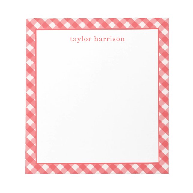 Bright Gingham Personalized Notepad (Front)