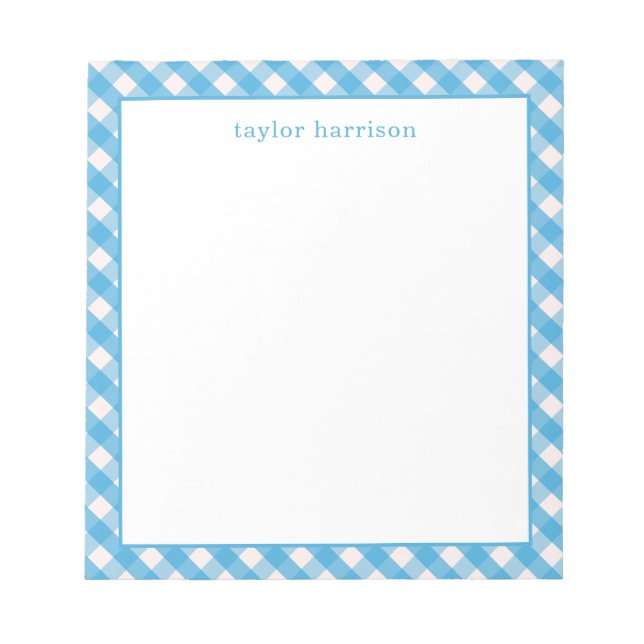 Bright Gingham Personalized Notepad (Front)