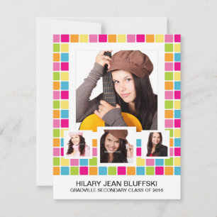 Bright Girly Colors 4 Grad Photo Invitation