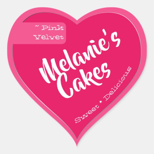 Bright Girly Pink Custom Bakery Cake Packaging Heart Sticker