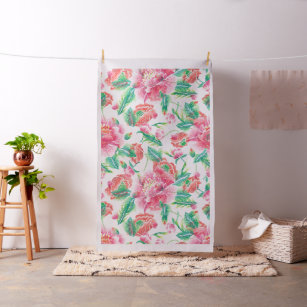Bright Girly Pink Flowers Seamless Pattern Fabric