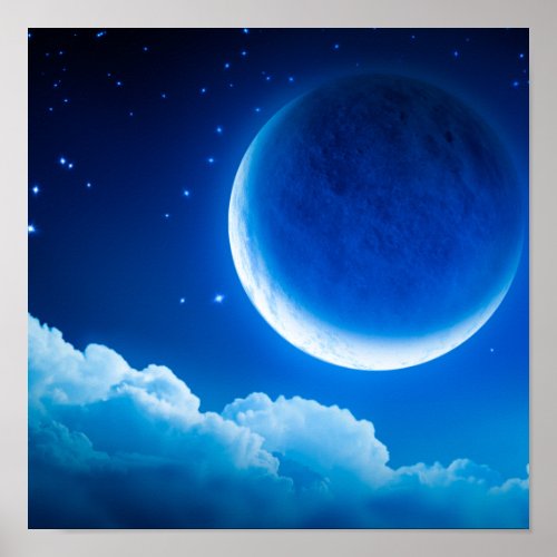 Bright Glowing Crescent Moon Poster