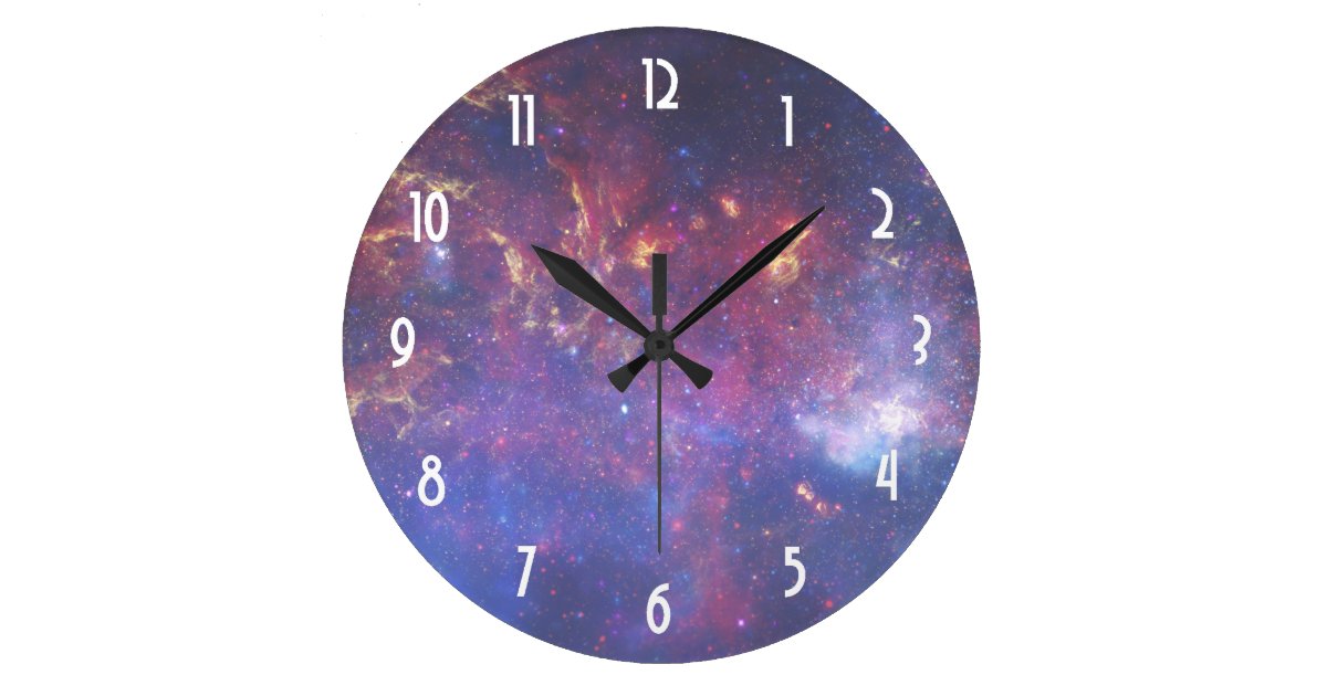 Bright Glowing Galaxy in Outer Space Large Clock