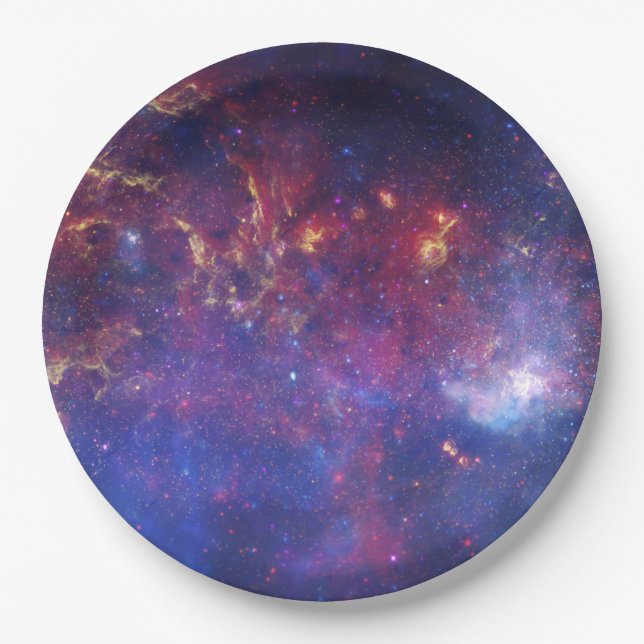 Bright Glowing Galaxy in Outer Space Paper Plates (Front)