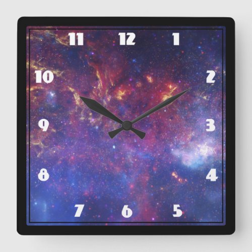 Bright Glowing Galaxy in Outer Space Square Wall Clock