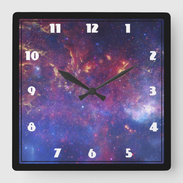 Bright Glowing Galaxy in Outer Space Square Wall Clock (Front)
