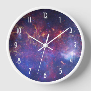 Bright Glowing Galaxy in Outer Space Wall Clock