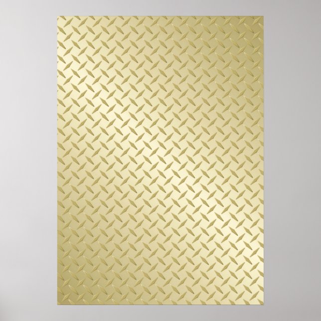 Bright Gold Diamond-Plate Pattern Poster (Front)