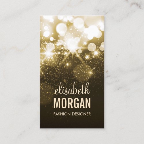 Bright Gold Glitter Sparkle Bokeh Business Card