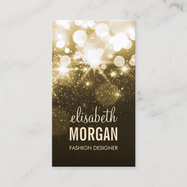 Bright Gold Glitter Sparkle Bokeh Business Card (Front)