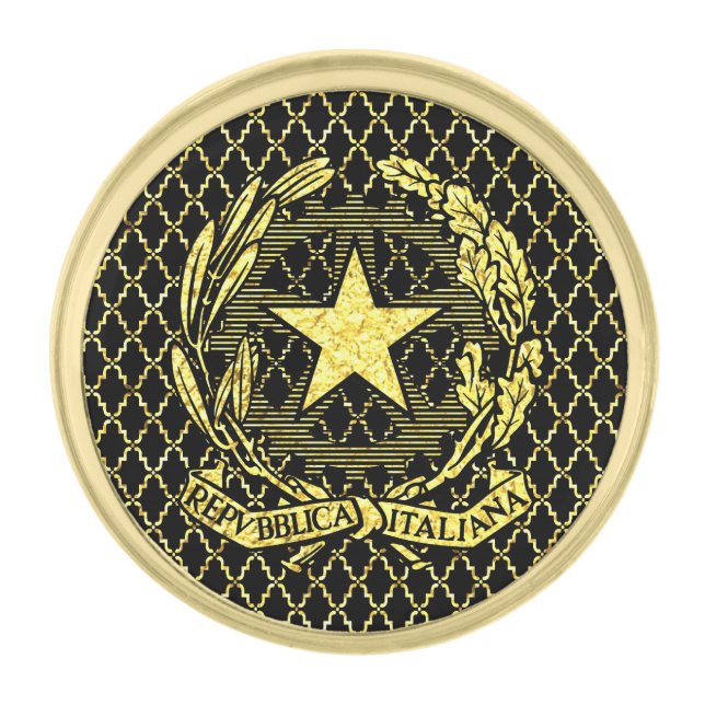 Bright Gold Italian Republic Personalize Gold Finish Lapel Pin (Front)