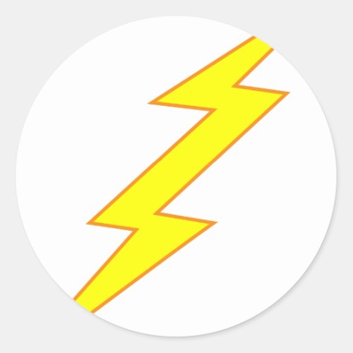 Bright Gold Ligntning Bolt Flash Comic Book Style Classic Round Sticker