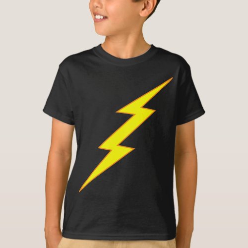 Bright Gold Ligntning Bolt Flash Comic Book Style T_Shirt