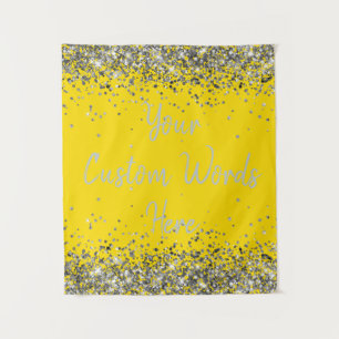 Bright Gold Silver Birthday Party Photo Booth Prop Tapestry