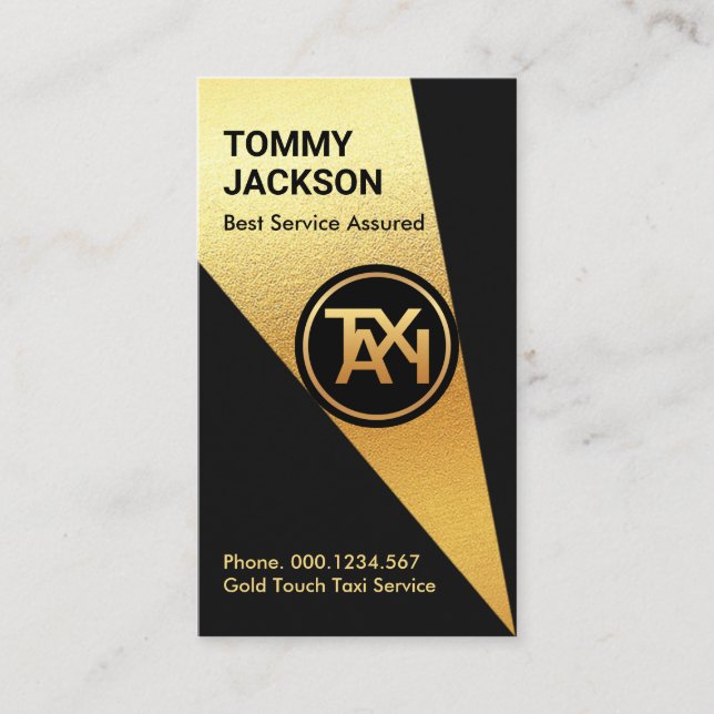 Bright Gold Spotlight On Gold Taxi Car Business Card (Front)